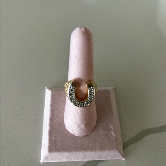 14K Yellow Gold Diamond Horseshoe Ring - Picture 6 of 6